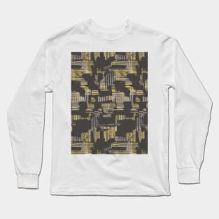 Abstract stripes yellow gray Long Sleeve T-Shirt